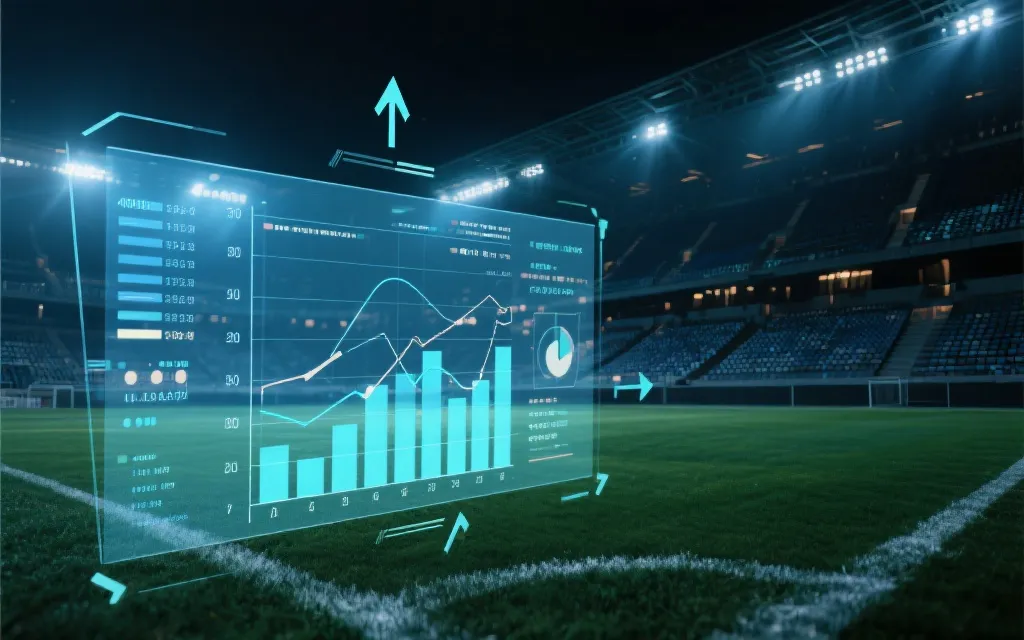 夜晚球场战术板与数据图层叠加的视觉，用于表达战术与数据结合